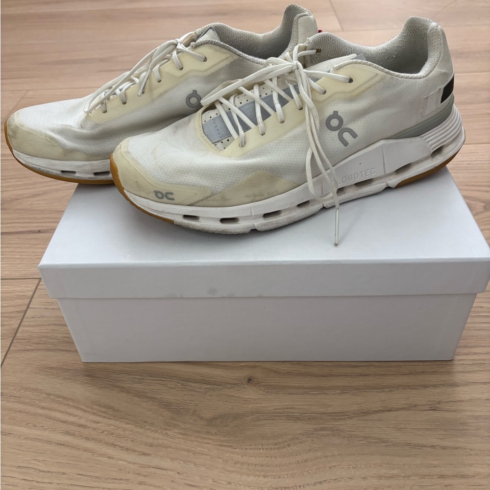 On Running Men's Athletic Runners in White and Off-White
